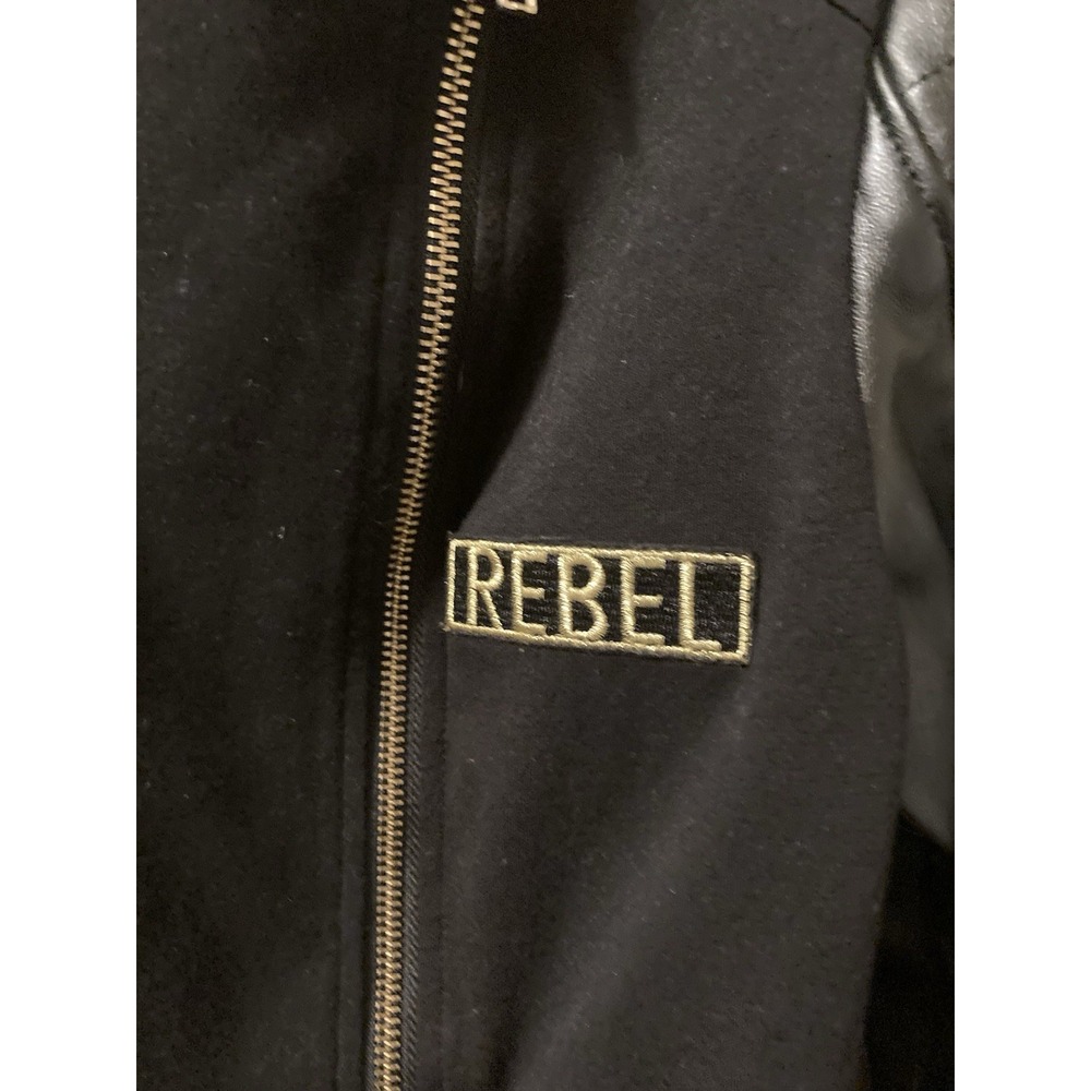 Star Wars Moto Jacket Black Rebel Faux Leather Zip Front Sz M - Picture 2 of 11